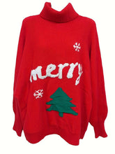 Pull tricoté décontracté à manches chauve-souris pour femme, motif lettre, pour Noël